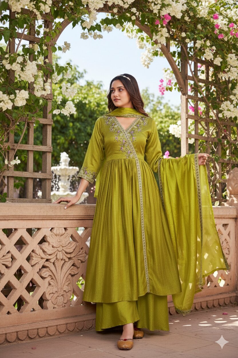 Anaita Yellow Anarkali Readymade Suit with Embroidery Work - Dista