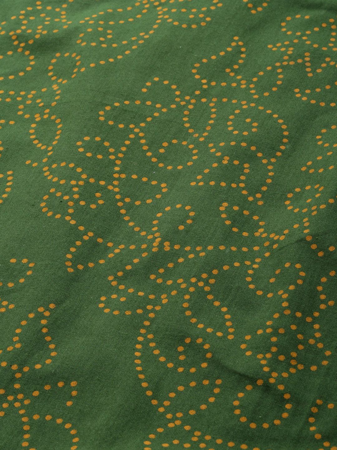 Ode by House of Pataudi Women Green Printed Pure Cotton Halter Neck Rozana Kurta - Distacart