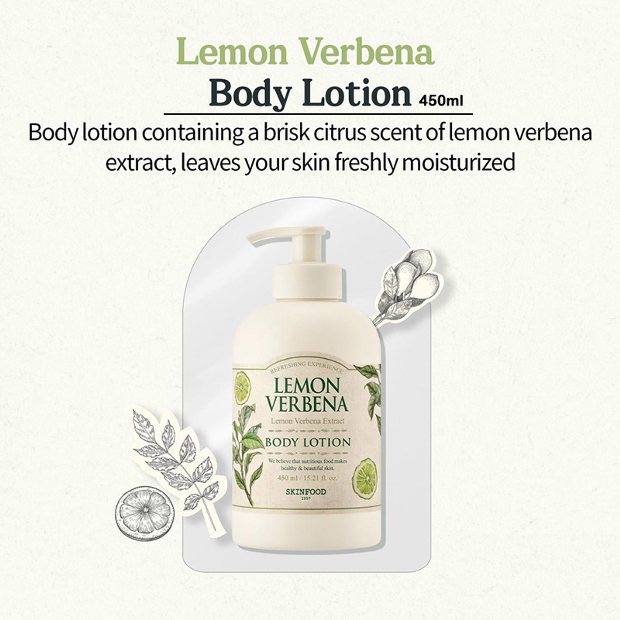 Skinfood Lemon Verbena Body Lotion - Soothing, Refreshing, Skin Softening - Distacart