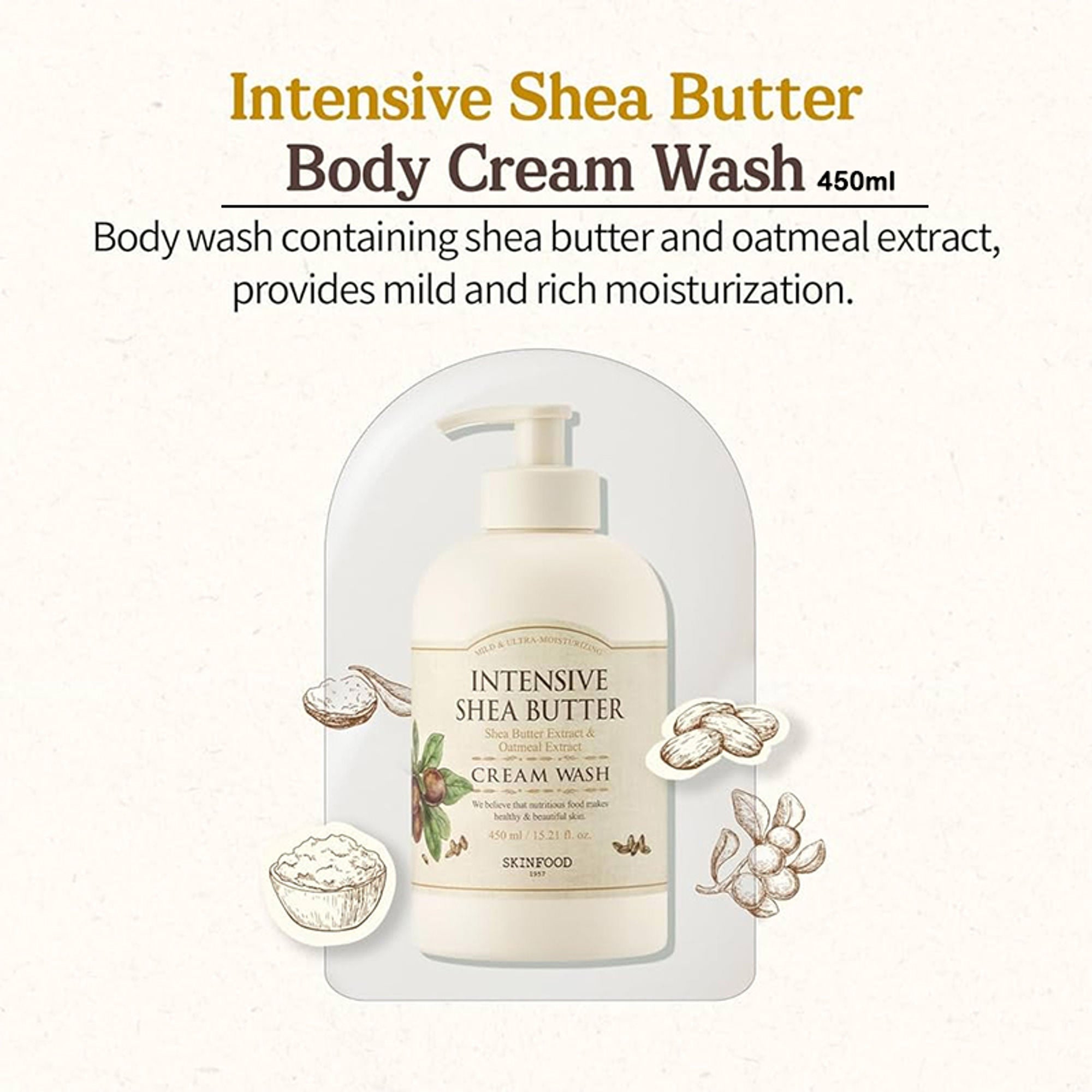 Skinfood Intensive Shea Butter Cream Wash - Nourishing, Moisturizing, Skin Softening - Distacart
