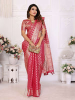 Thumbnail for Aastha Fashion Magenta Organza Silk Weaving Saree - Distacart