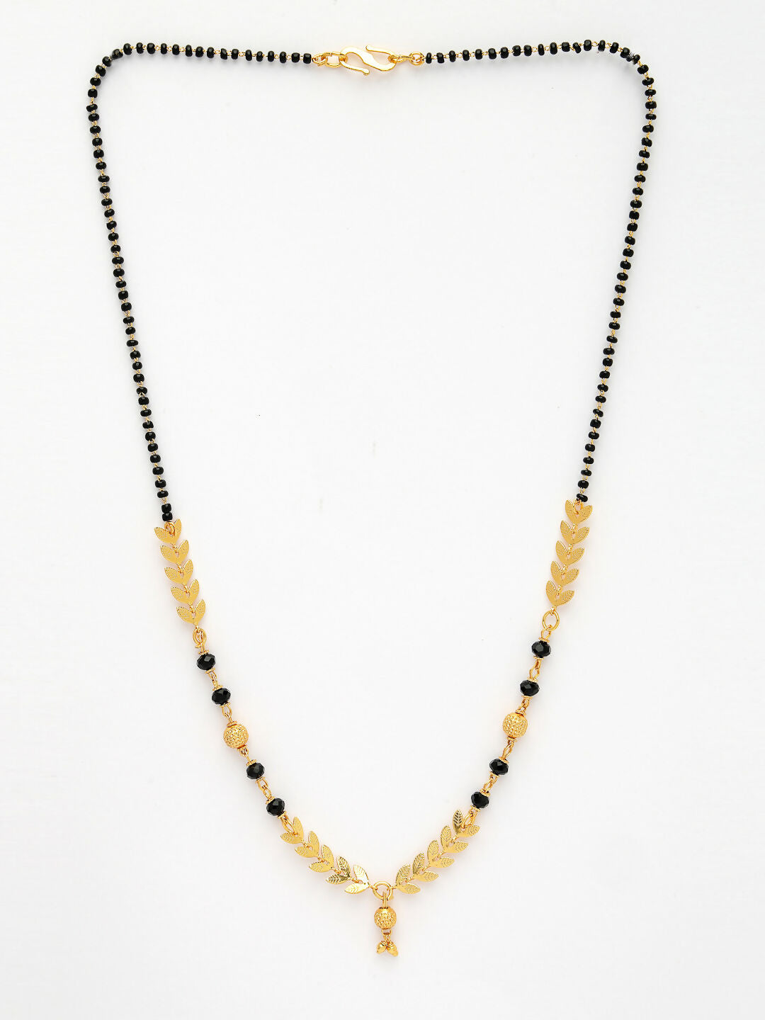 NVR Women's Short Mangalsutra Designs Gold-Polished & Black Beaded Mangalsutra - Distacart