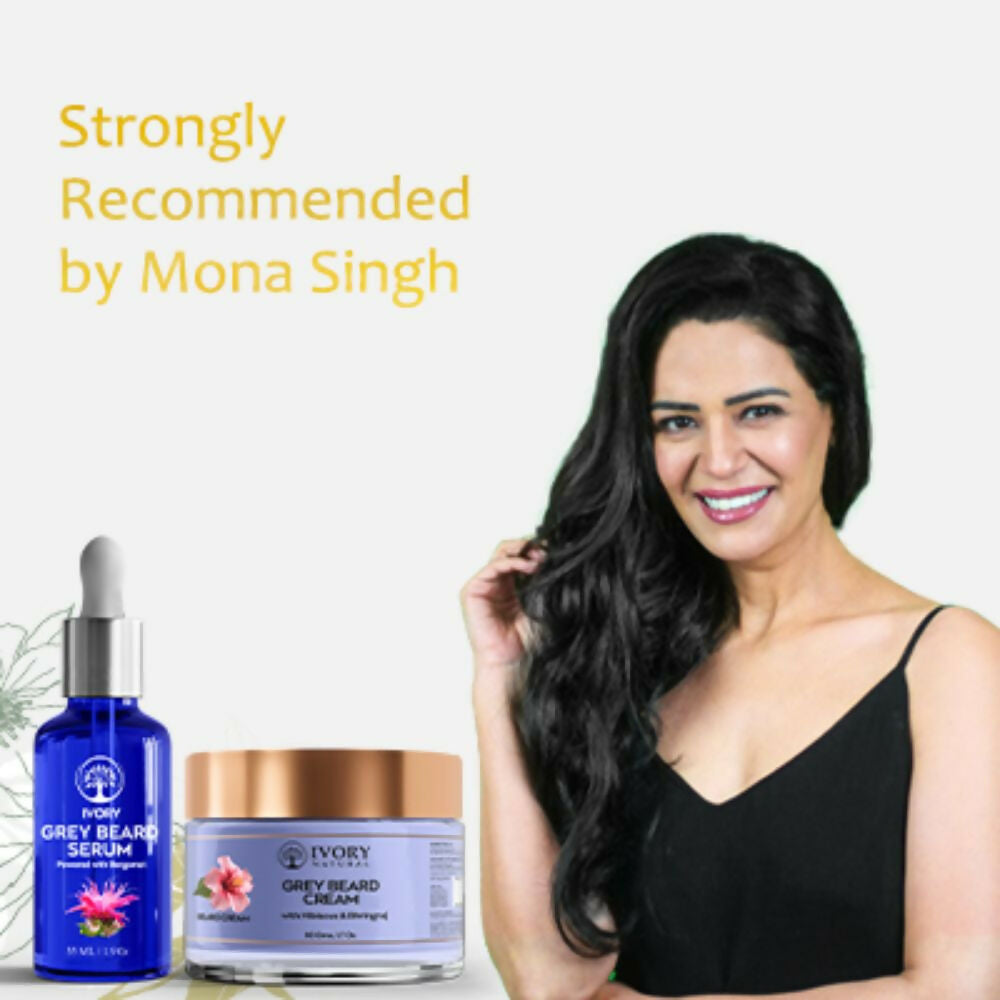 Ivory Natural Grey Combo For Beard - Serum & Cream For Rejuvenates Natural Beard Shade And Supports Natural Black Color - Distacart