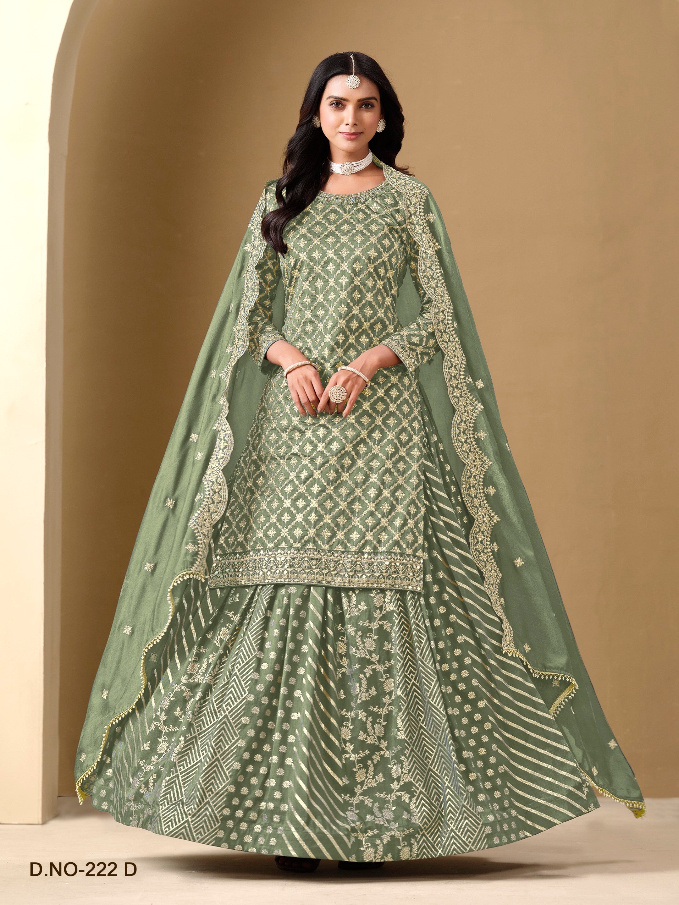 Anaita Dark Magenta Embroidered Chinon Silk Stitched Sharara Suit - Distacart