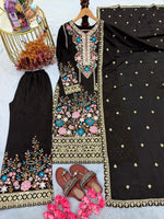 Thumbnail for Anaita Black Chinon Readymade Suit with Embroidery & Diamond Work - Dista