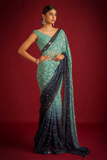 Thumbnail for Teeya Creation Green Color Georgette Embroidery Work Saree - Distacart