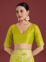 Thumbnail for Monjolika Fashion Banarasi Silk Parrot Green Zaal Pattern Traditional Saree