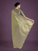 Thumbnail for Monjolika Fashion Banarasi Silk Olive Zaal Pattern Traditional Saree
