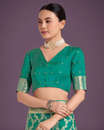 Thumbnail for Monjolika Fashion Stunning Turquoise Banarasi Satin Silk Golden Meenakari Work Saree