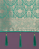 Thumbnail for Monjolika Fashion Stunning Turquoise Banarasi Satin Silk Golden Meenakari Work Saree
