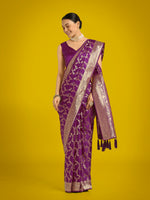 Thumbnail for Monjolika Fashion Stunning Purple Banarasi Satin Silk Golden Meenakari Work Saree