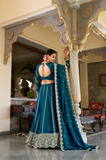 Thumbnail for Lorenvalley Rama Vichitra Silk Sequins and Thread Embroidery Work Lehenga Choli - Distacart