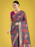 Thumbnail for Monjolika Fashion Multi Colour Banarasi Silk Zari Weaving Classic Saree