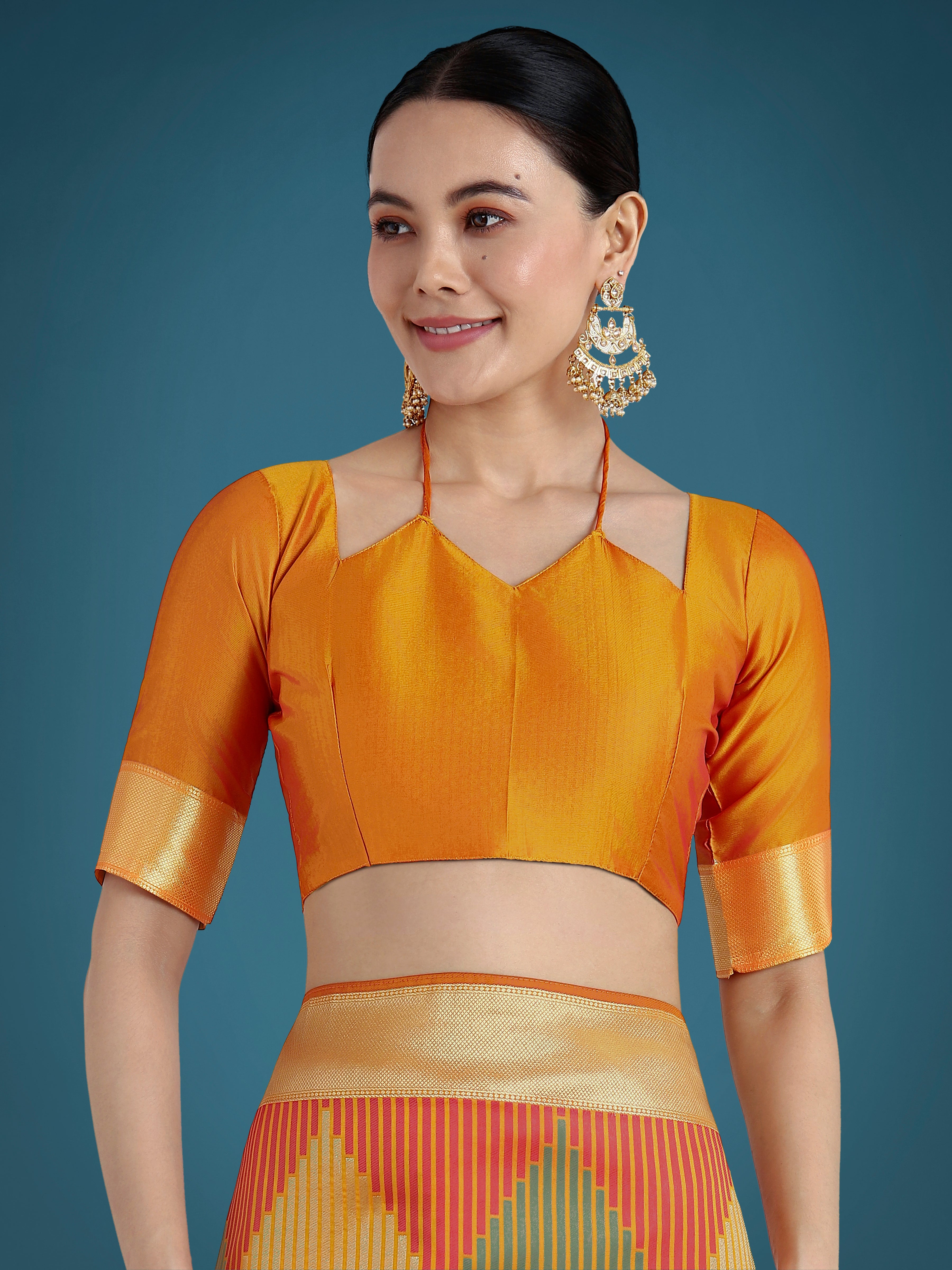 Monjolika Fashion Orange Colour Banarasi Silk Zari Weaving Classic Saree