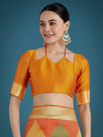 Thumbnail for Monjolika Fashion Orange Colour Banarasi Silk Zari Weaving Classic Saree