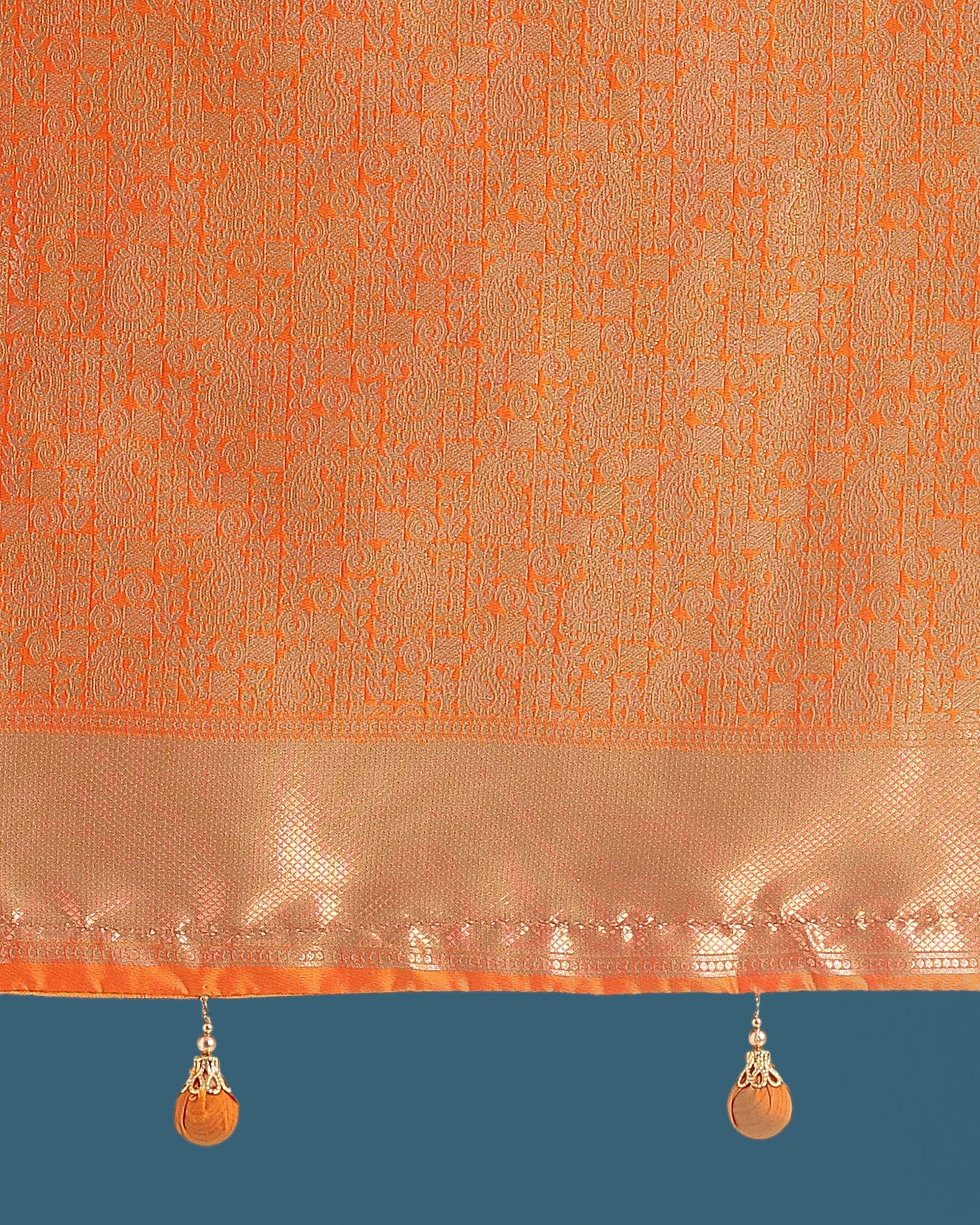 Monjolika Fashion Orange Colour Banarasi Silk Zari Weaving Classic Saree