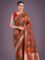 Thumbnail for Monjolika Fashion Red Colour Banarasi Silk Zari Weaving Classic Saree