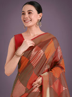 Thumbnail for Monjolika Fashion Red Colour Banarasi Silk Zari Weaving Classic Saree