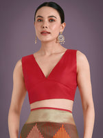 Thumbnail for Monjolika Fashion Red Colour Banarasi Silk Zari Weaving Classic Saree
