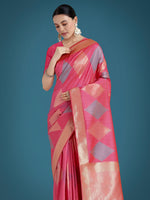 Thumbnail for Monjolika Fashion Light Pink Colour Banarasi Silk Zari Weaving Classic Saree