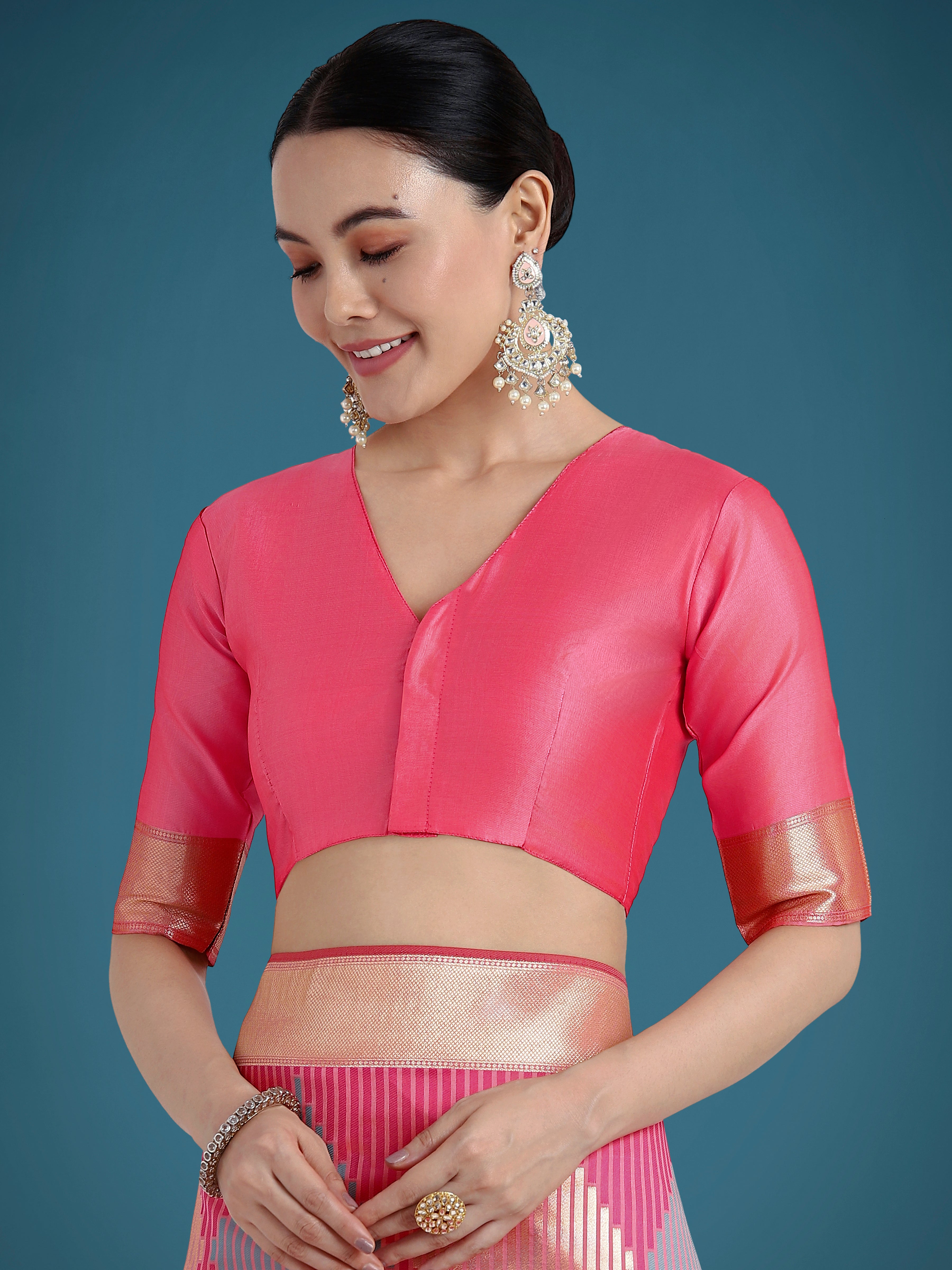 Monjolika Fashion Light Pink Colour Banarasi Silk Zari Weaving Classic Saree