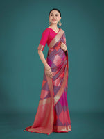 Thumbnail for Monjolika Fashion Pink Colour Banarasi Satin Silk Zari Weaving Classic Saree