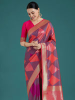 Thumbnail for Monjolika Fashion Pink Colour Banarasi Satin Silk Zari Weaving Classic Saree