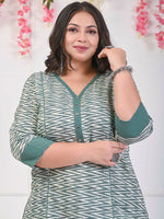 Thumbnail for Swasti Plus Size Chevron Printed Pure Cotton Kurta