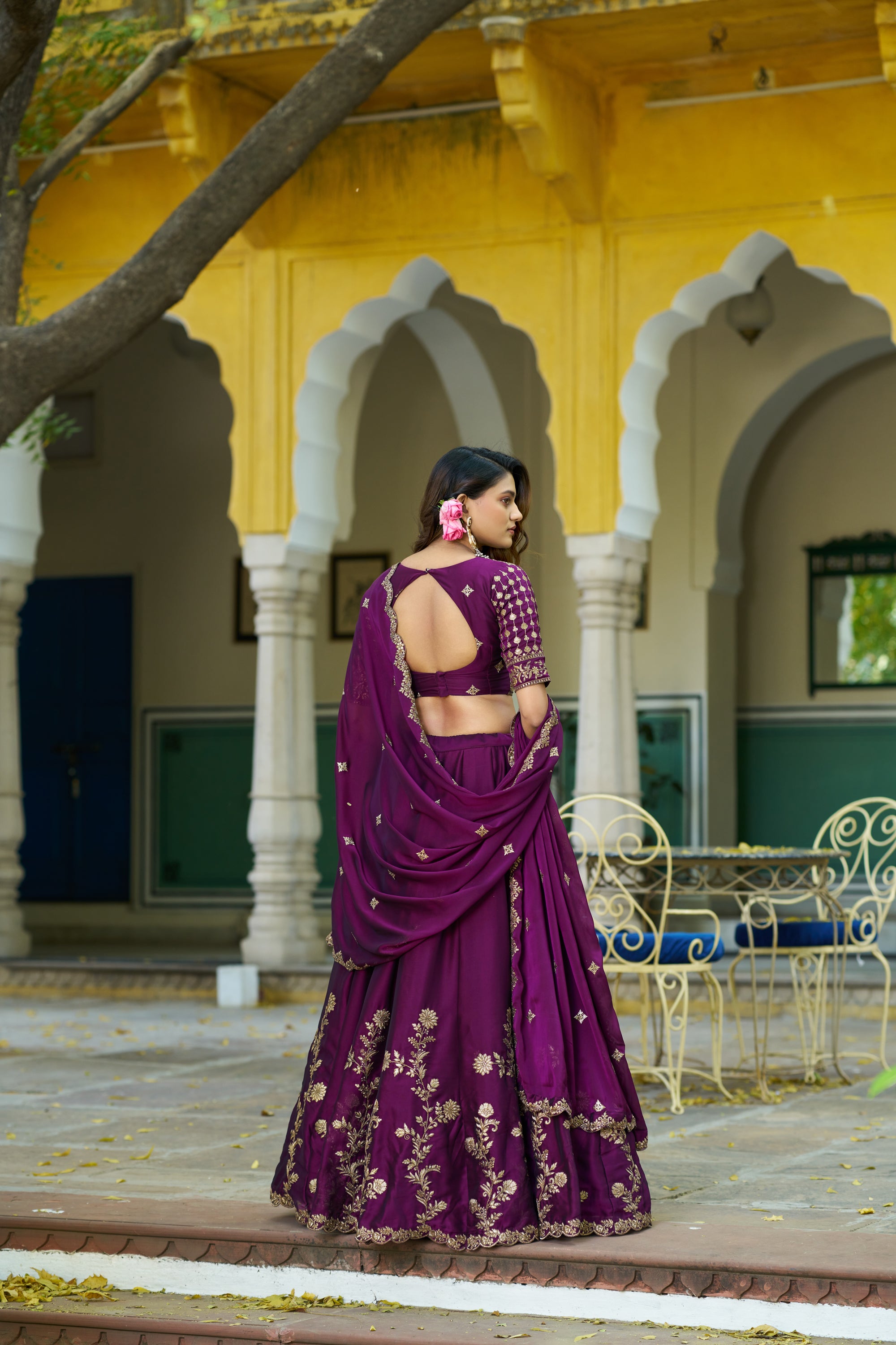 Lorenvalley Fashion Wine Rangoli Silk Sequins and Thread Embroidery Work Lehenga Choli with Dupatta - Dista