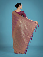 Thumbnail for Monjolika Fashion Dark Purple Color Baanrasi Satin Silk Saree for Wedding Functions