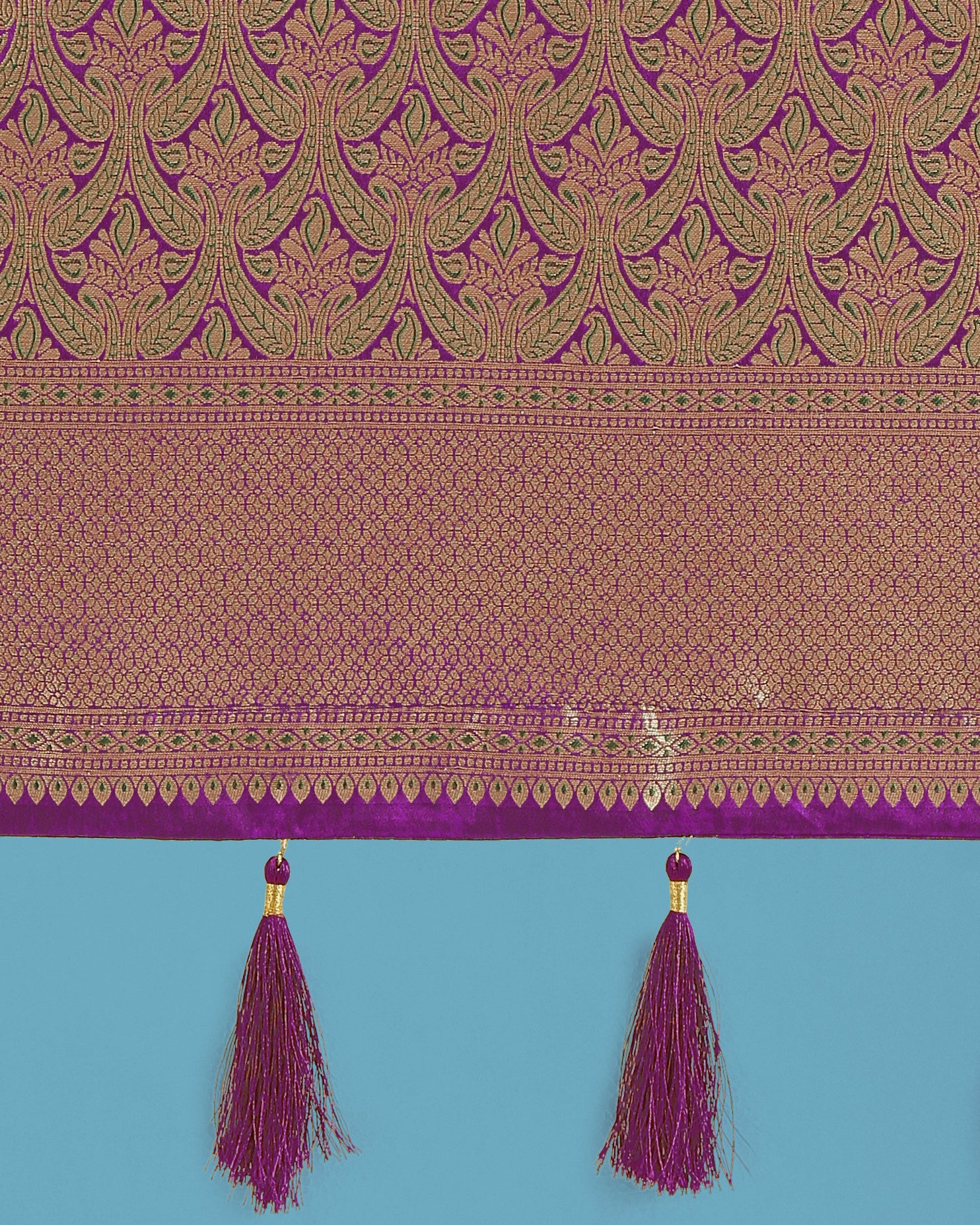 Monjolika Fashion Dark Purple Color Baanrasi Satin Silk Saree for Wedding Functions