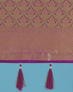 Thumbnail for Monjolika Fashion Dark Purple Color Baanrasi Satin Silk Saree for Wedding Functions