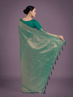 Thumbnail for Monjolika Fashion Teal Color Baanrasi Satin Silk Saree for Wedding Functions
