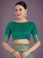 Thumbnail for Monjolika Fashion Teal Color Baanrasi Satin Silk Saree for Wedding Functions