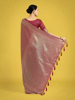 Thumbnail for Monjolika Fashion Maroon Color Baanrasi Satin Silk Saree for Wedding Functions