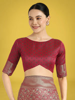 Thumbnail for Monjolika Fashion Maroon Color Baanrasi Satin Silk Saree for Wedding Functions