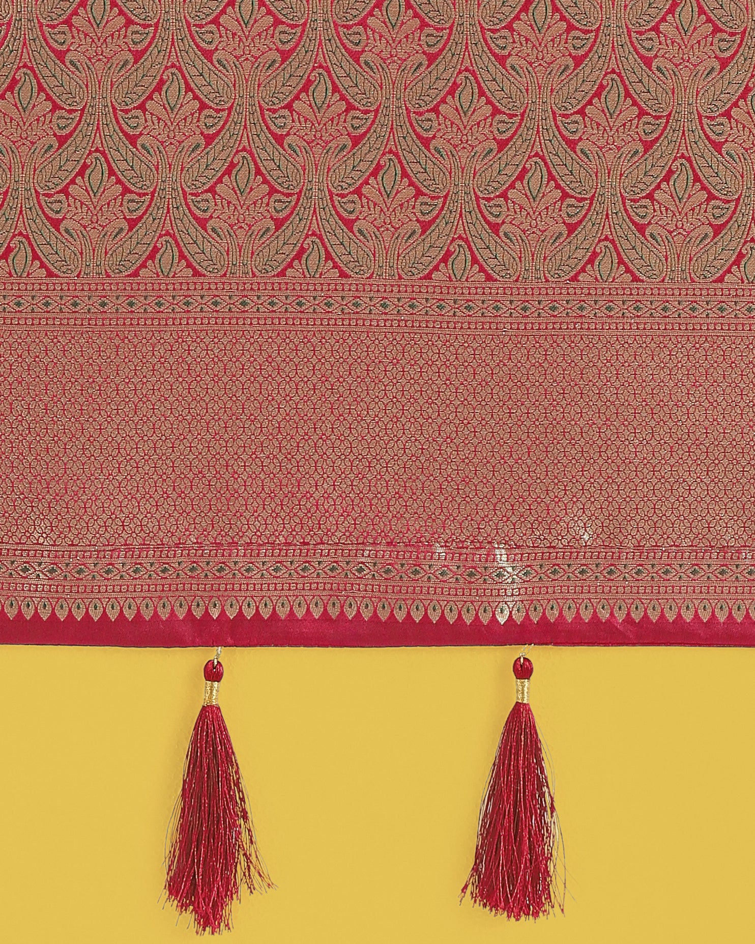 Monjolika Fashion Maroon Color Baanrasi Satin Silk Saree for Wedding Functions