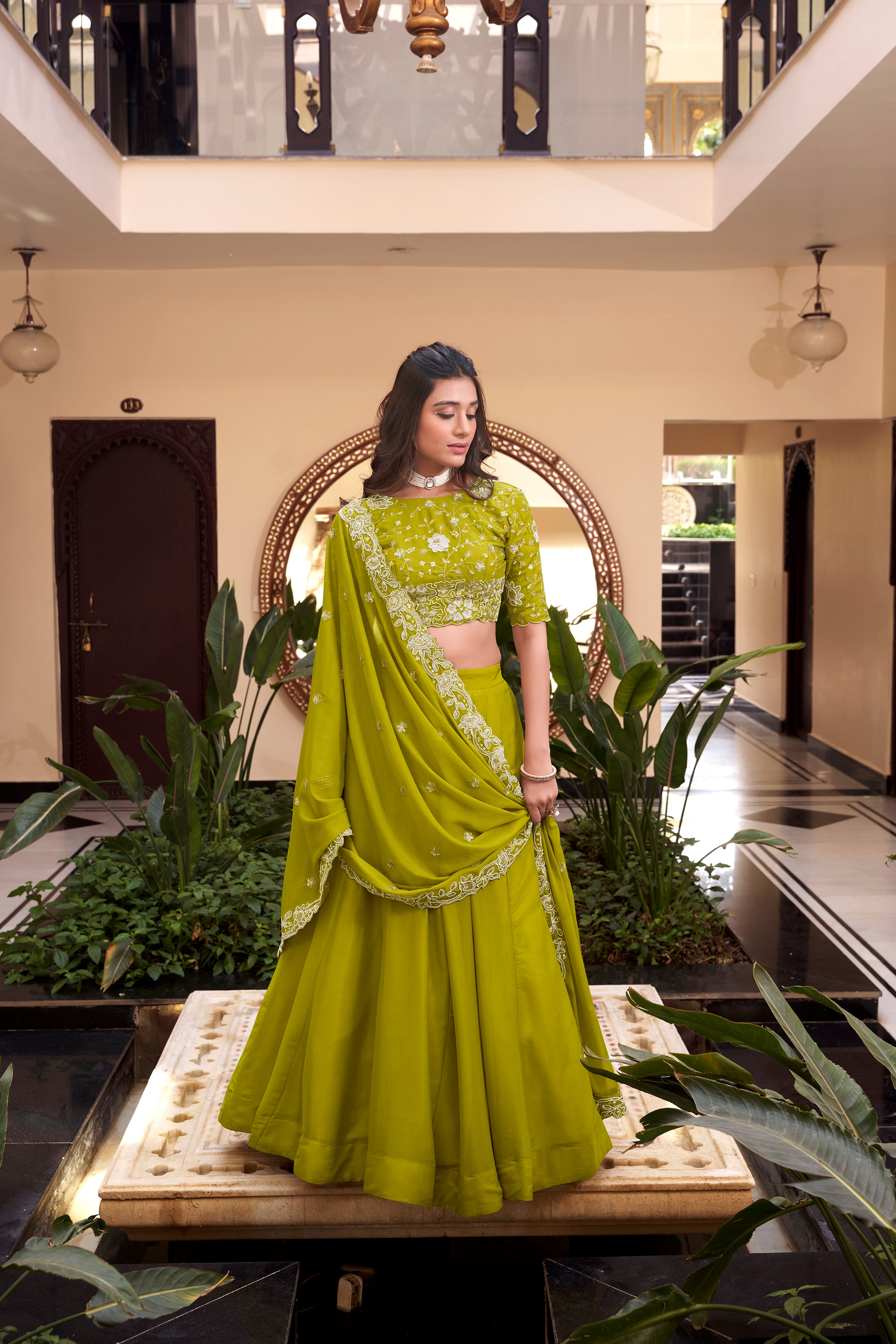 Lorenvalley Pink New Crush Embellishment With Pearl Coding And Sequins Embroidery Work Lehenga Choli with Dupatta - Distacart