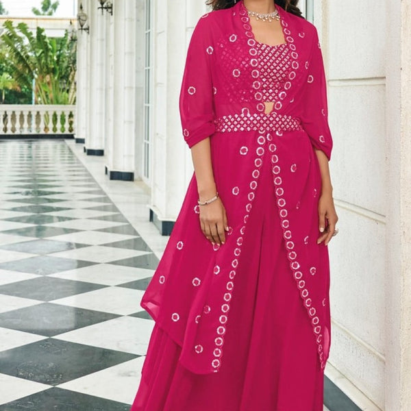 Anaita Magenta Georgette Stitched Lehenga Choli With Sequence & Thread Work - Distacart