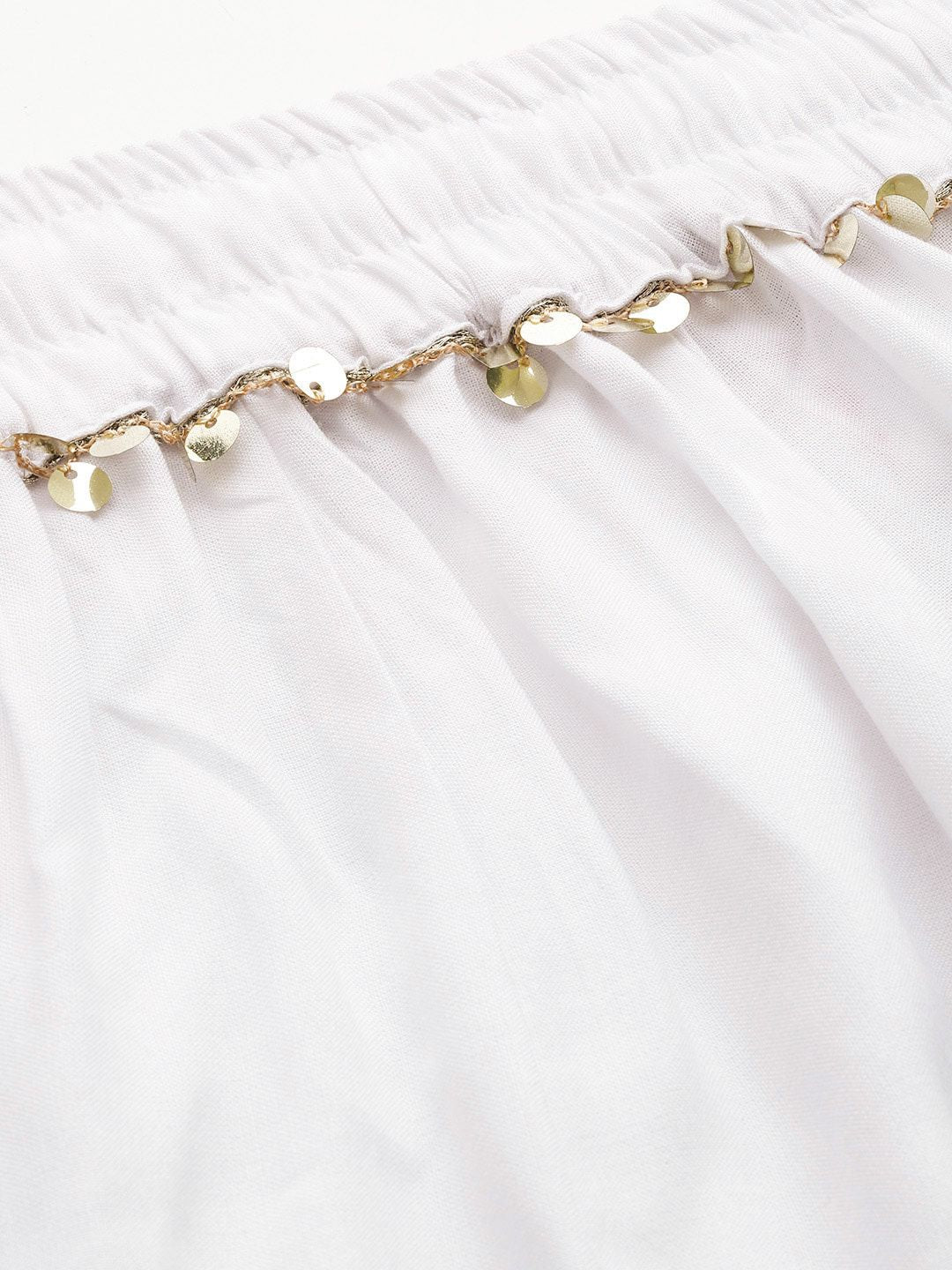 TAG 7 Women White & Green Solid Flared Palazzos