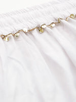 Thumbnail for TAG 7 Women White & Green Solid Flared Palazzos