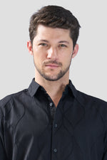 Thumbnail for Xkind Black Embroidery Full Sleeve Slim Fit Shirt