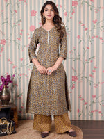 Thumbnail for Ode by House of Pataudi Floral Printed Regular Pure Cotton Kurta with Trousers - Distacart