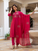 Thumbnail for Vedant Vastram Viscose Silk Hand Work & Embroidery Work Stitched Salwar Suit Set-Pink - Distacart
