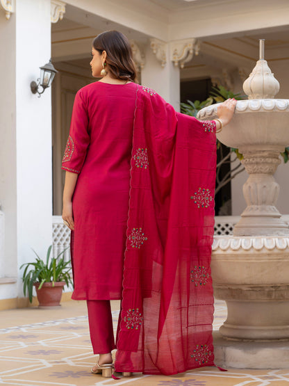 Vedant Vastram Viscose Silk Hand Work & Embroidery Work Stitched Salwar Suit Set-Pink - Distacart