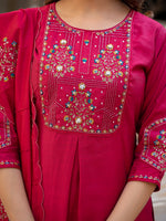 Thumbnail for Vedant Vastram Viscose Silk Hand Work & Embroidery Work Stitched Salwar Suit Set-Pink - Distacart