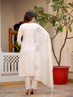 Thumbnail for Vedant Vastram Viscose Silk Hand Work & Embroidery Work Stitched Salwar Suit Set-White - Distacart