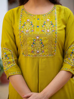 Thumbnail for Vedant Vastram Viscose Silk Hand Work & Embroidery Work Stitched Salwar Suit Set-Yellow - Distacart
