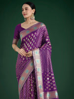 Thumbnail for Monjolika Fashion Purple Colour Banarasi Silk Zari Weaving Classic Saree