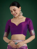 Thumbnail for Monjolika Fashion Purple Colour Banarasi Silk Zari Weaving Classic Saree